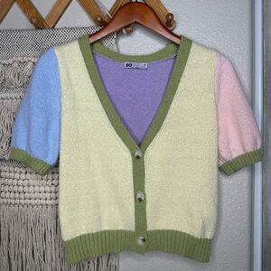 SO Color-Black Pastel Cardigan Sweater (XS)